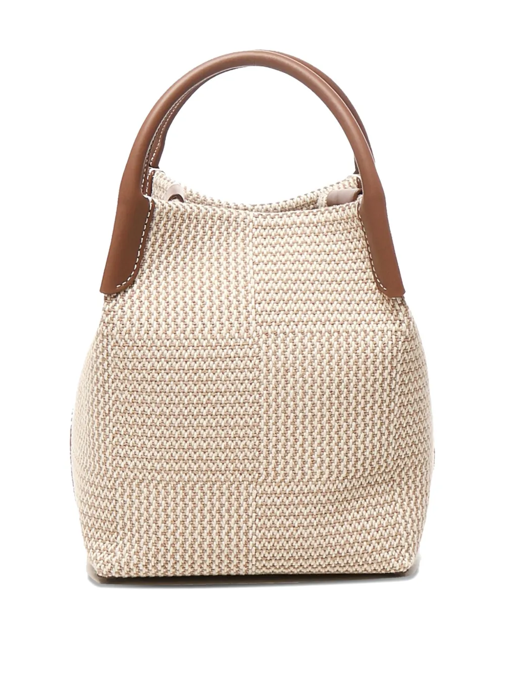 Loro Piana Mini geweven shopper met leren afwerking - Beige