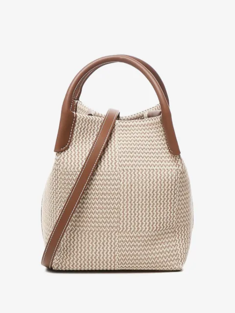 Loro Piana mini woven leather-trimmed tote bag