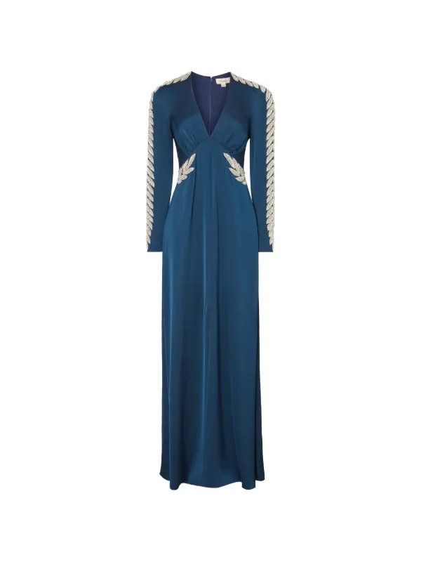 temperley london blue dress Vine long-sleeve Maxi | Colors:Pastel Yellow eye closure 100% Polyamide filter-color:Red Black and White short