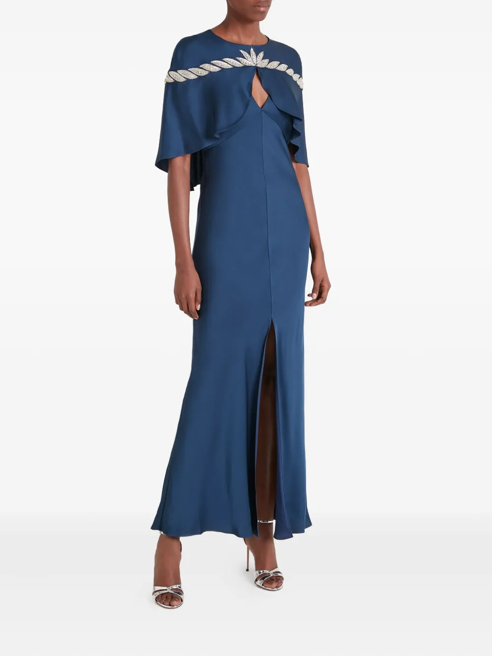 Temperley London Verziertes Vine Cape-maxikleid In Blue
