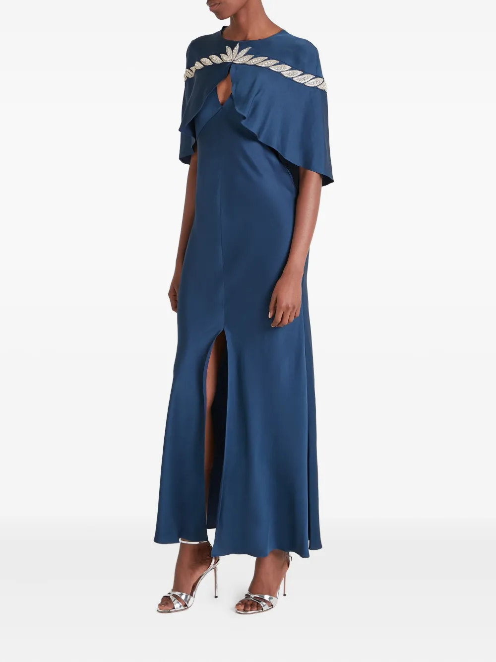 Temperley London Verziertes Vine Cape-maxikleid In Blue