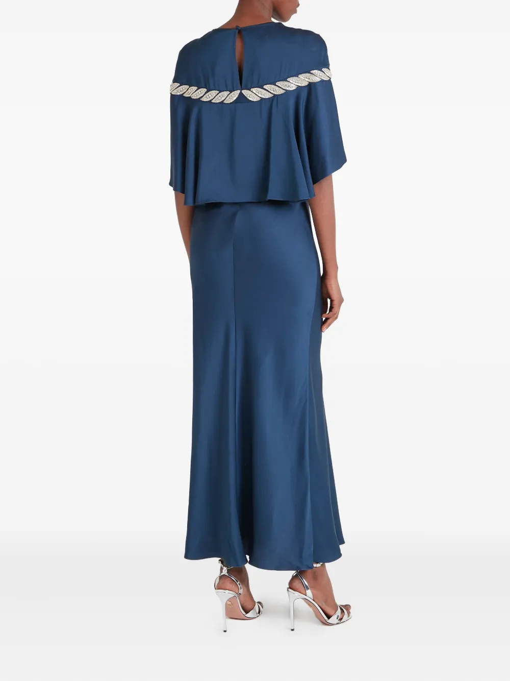 Temperley London Verziertes Vine Cape-maxikleid In Blue