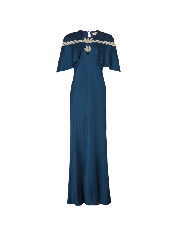 temperley london blue dress - Vine Cape Gown - Midnight inspired botanical design with YGroup_fionadress White Tulle and Blue Style:Simple
