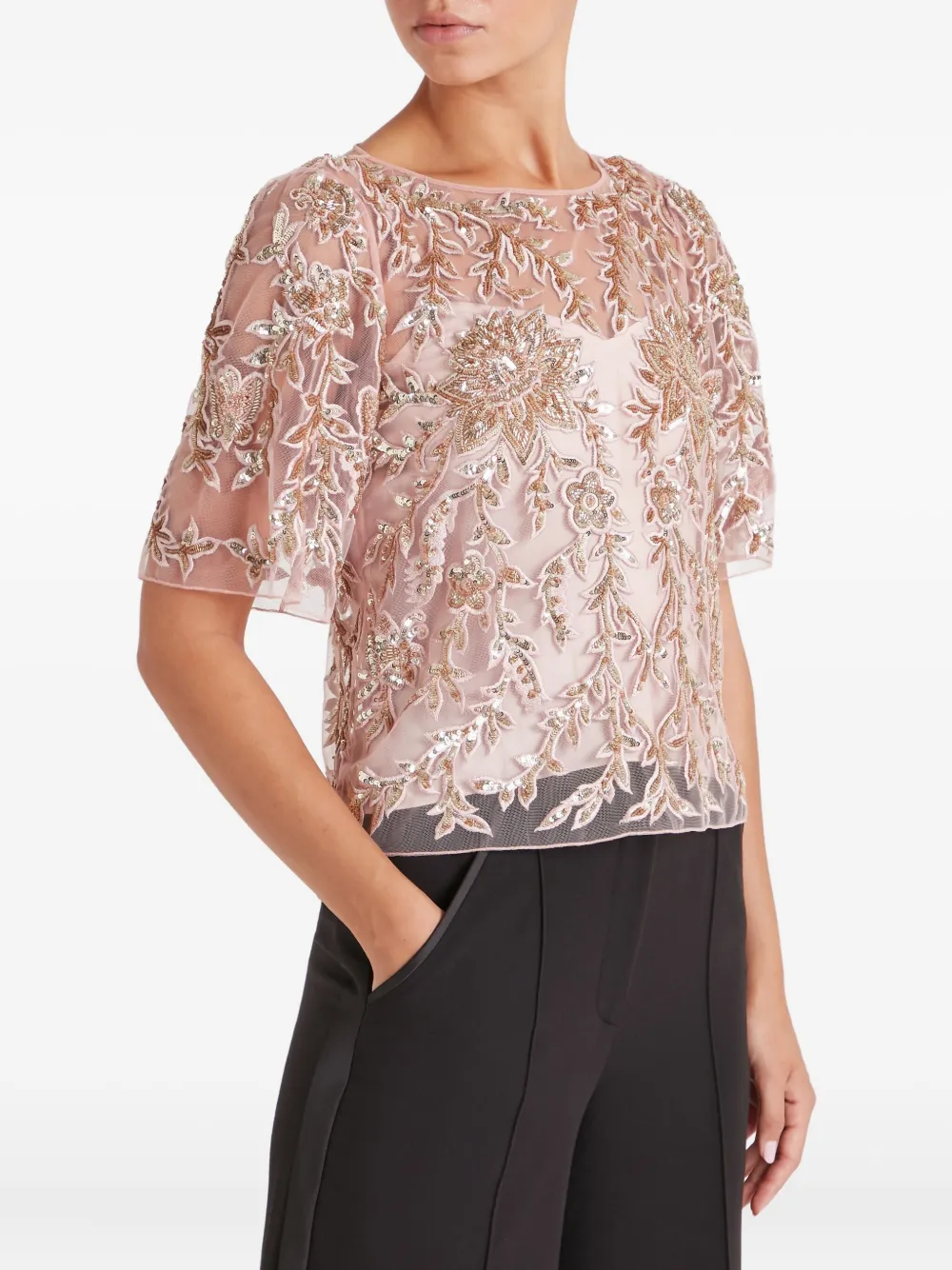 Temperley London Genevieve top met bloemenprint Roze