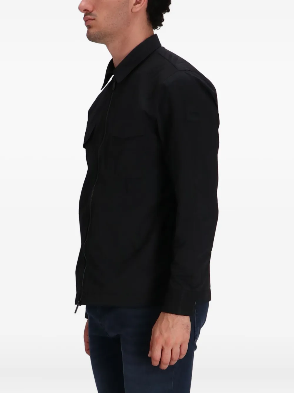 BOSS Overhemd met rits en zak Zwart