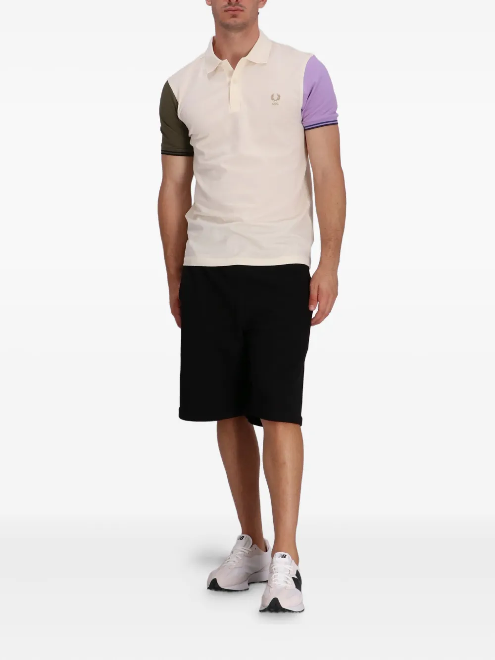 Comme Des Garçons colour-block cotton polo shirt - Beige