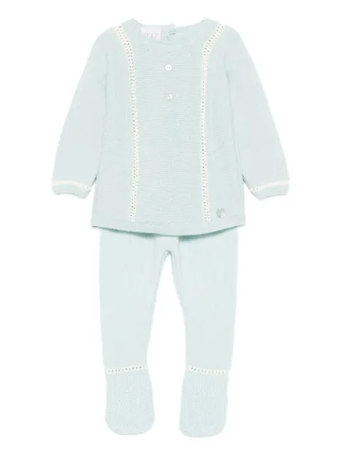 Paz Rodriguez cable-knit buttoned babygrow set