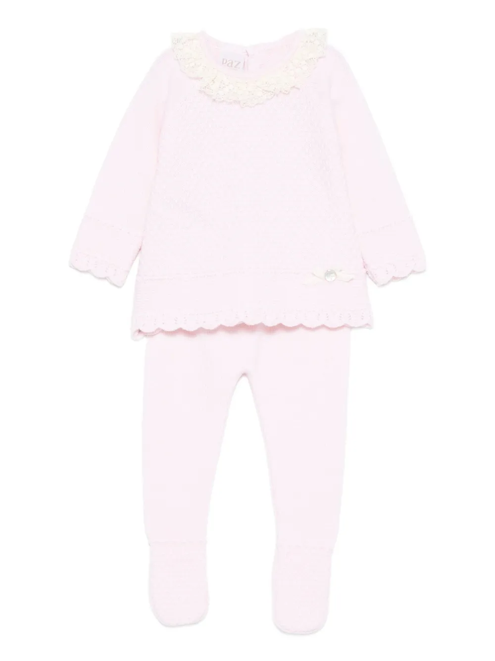 Paz Rodriguez lace-trimmed knitted babygrow | Pink | Image 1