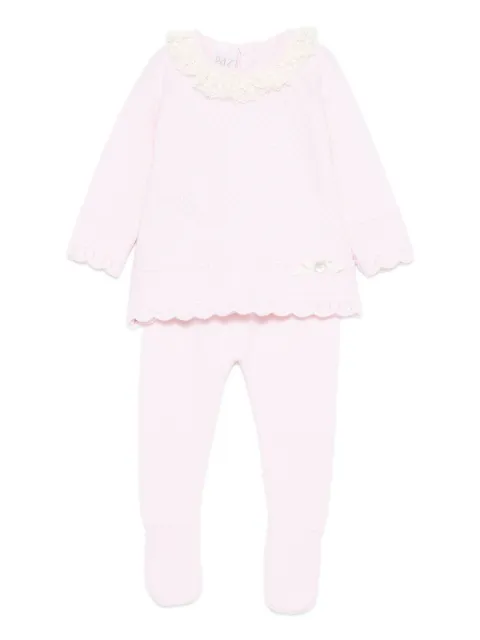 Paz Rodriguez lace-trimmed knitted babygrow