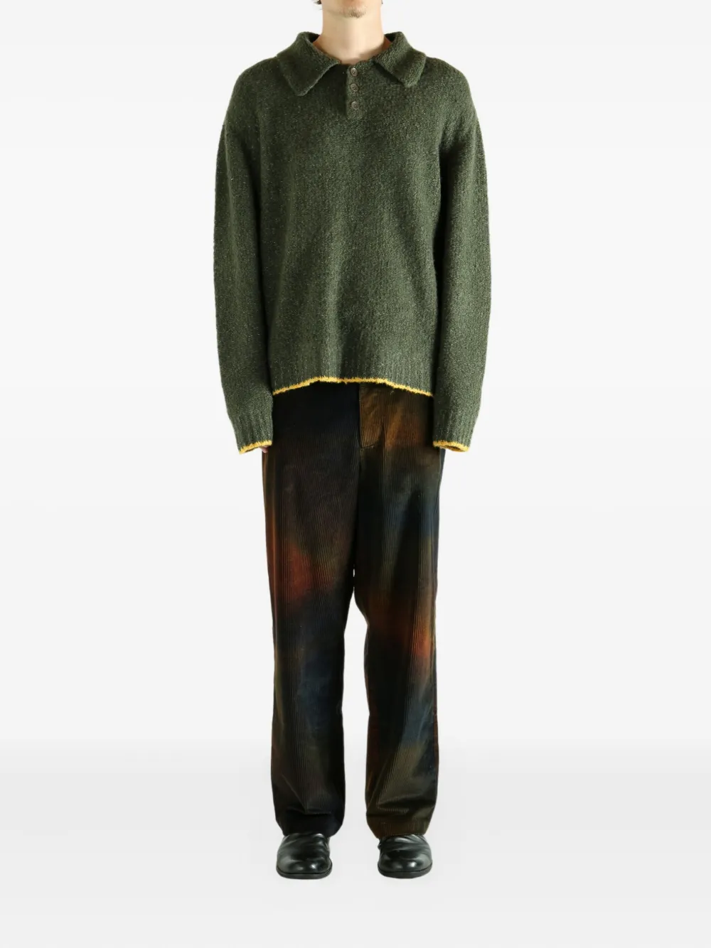 The Elder Statesman contrasting-trim polo shirt - Groen