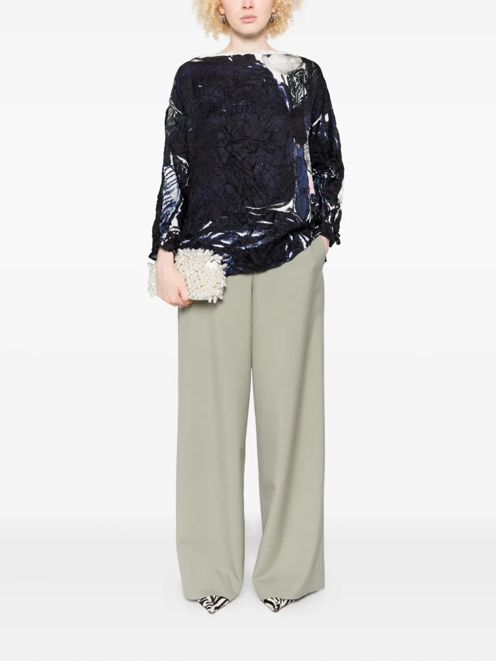 Daniela Gregis Abstract-print Top In Black