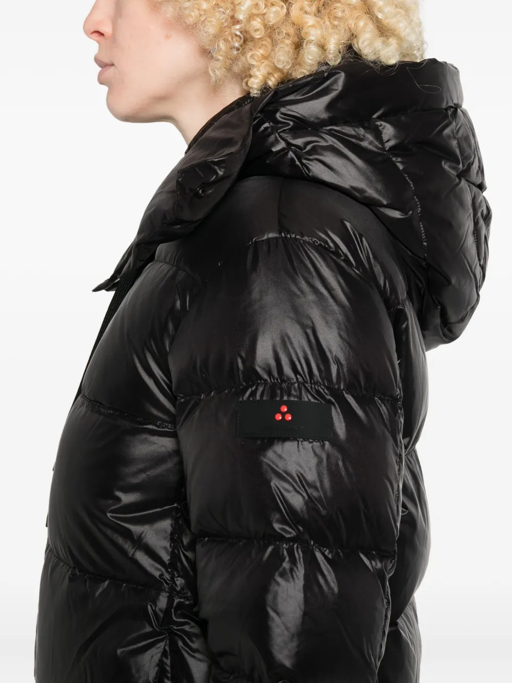Peuterey Black Shiny Nylon Puffer Jacket In Black