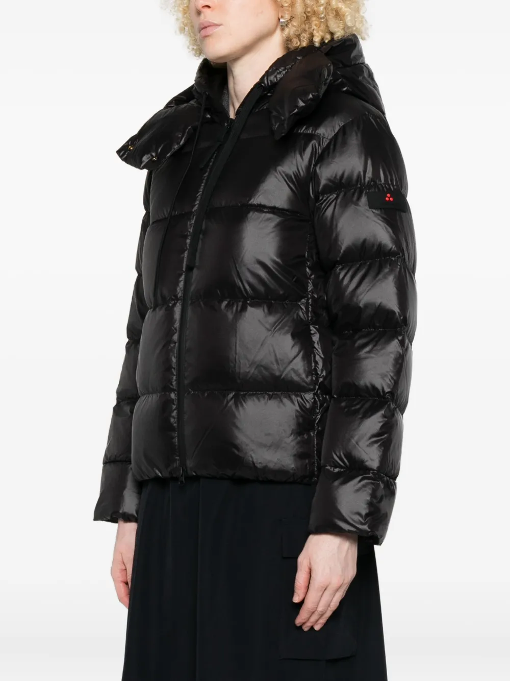 Peuterey Black Shiny Nylon Puffer Jacket In Black