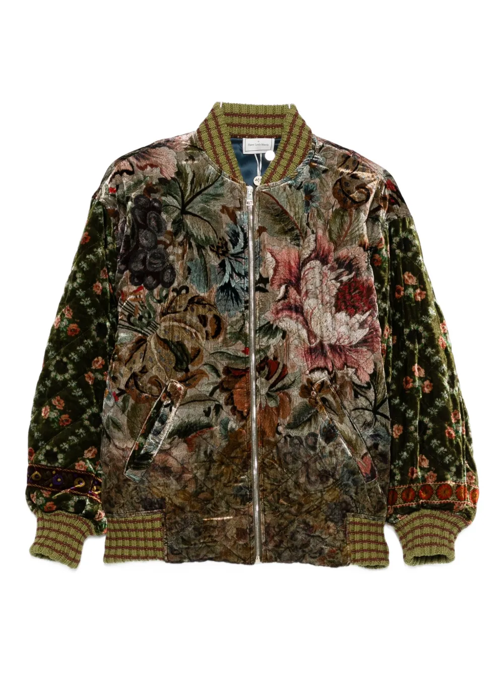 Pierre-Louis Mascia floral-pattern velvet bomber jacket | Green | Image 1