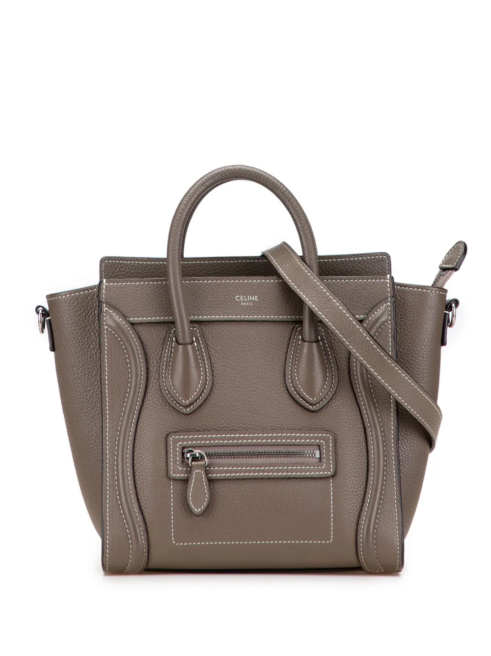 Celine Pre-Owned 2019 ナノ レザー ラゲージ トート サッチェルバッグ - ブラウン Celine Pre-Owned 2019 ナノ レザー ラゲージ トート サッチェルバッグ - ブラウン