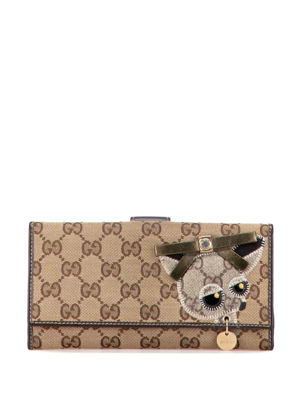 Gucci Pre-Owned 2010-2025 GGキャンバス グッチョーリ ブランド チワワ ウォレット 長財布 - ブラウン Gucci Pre-Owned 2010-2025 GGキャンバス グッチョーリ ブランド チワワ ウォレット 長財布 - ブラウン