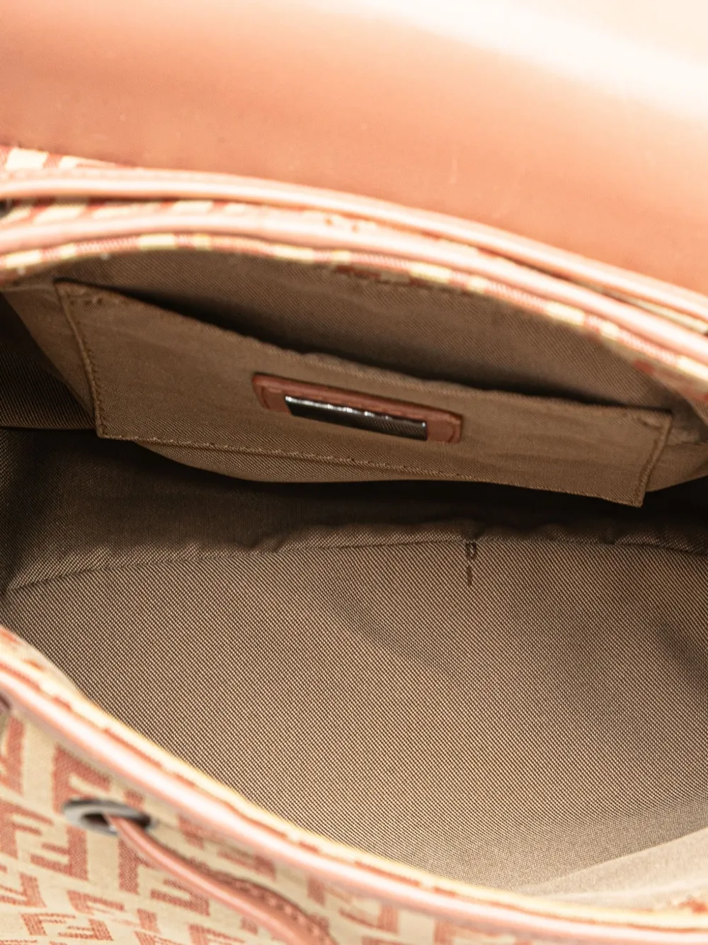 Pre-owned Fendi 2000-2010 Zucchino Canvas Drawstring Shoulder Bag In Brown