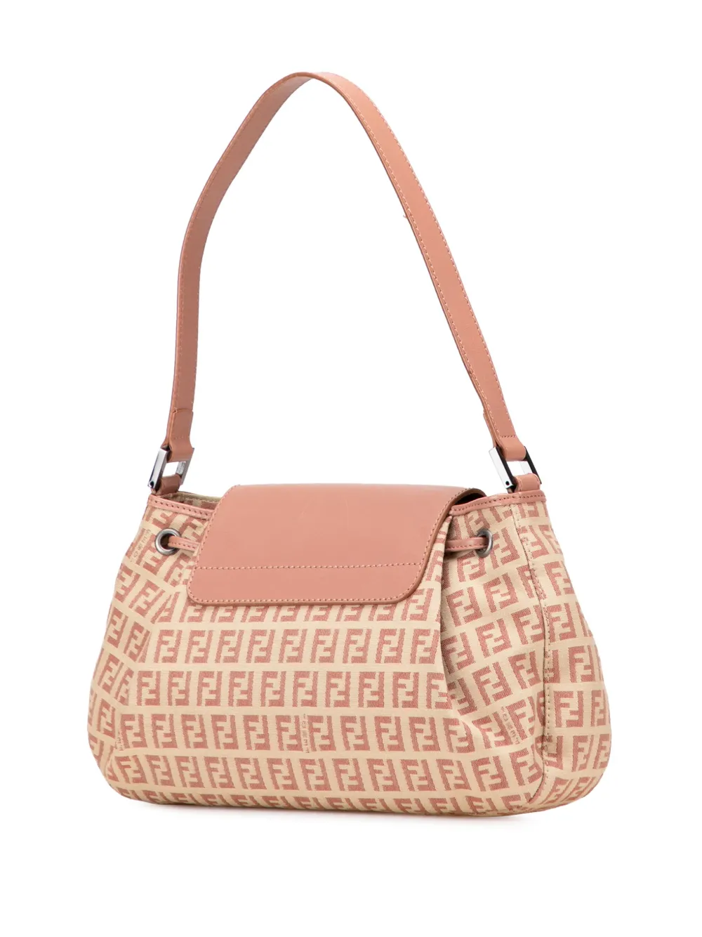 Pre-owned Fendi 2000-2010 Zucchino Canvas Drawstring Shoulder Bag In Brown