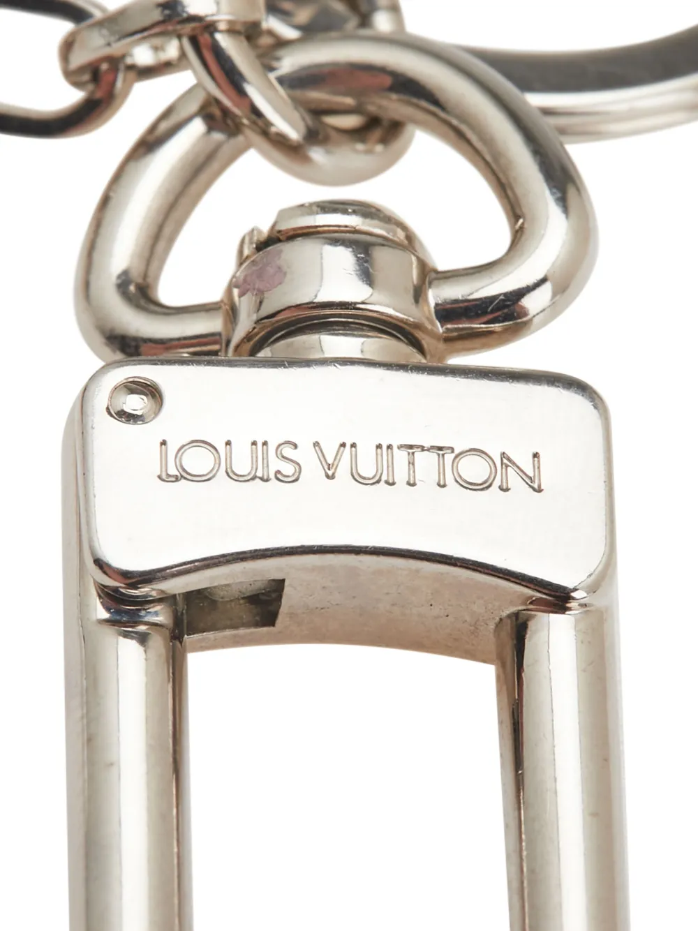 Pre-owned Louis Vuitton 2015 Silver Resin Lv Twist Ring Key Chain