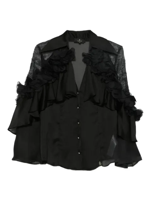 Babylone Paris lace-detail ruffled shirt