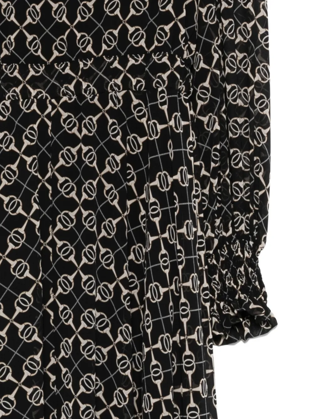  Babylone Paris Chain-print Ruffled-cuff Maxi Dress - Black 