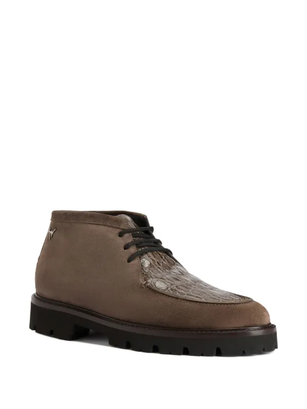 Giuseppe Zanotti クロコダイル風チェルシーブーツ Giuseppe Zanotti RIVAUX HIGH crocodile-print lace-up Boots | Brown