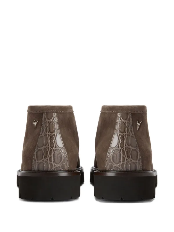 Giuseppe Zanotti RIVAUX HIGH crocodile-print lace-up Boots | Brown
