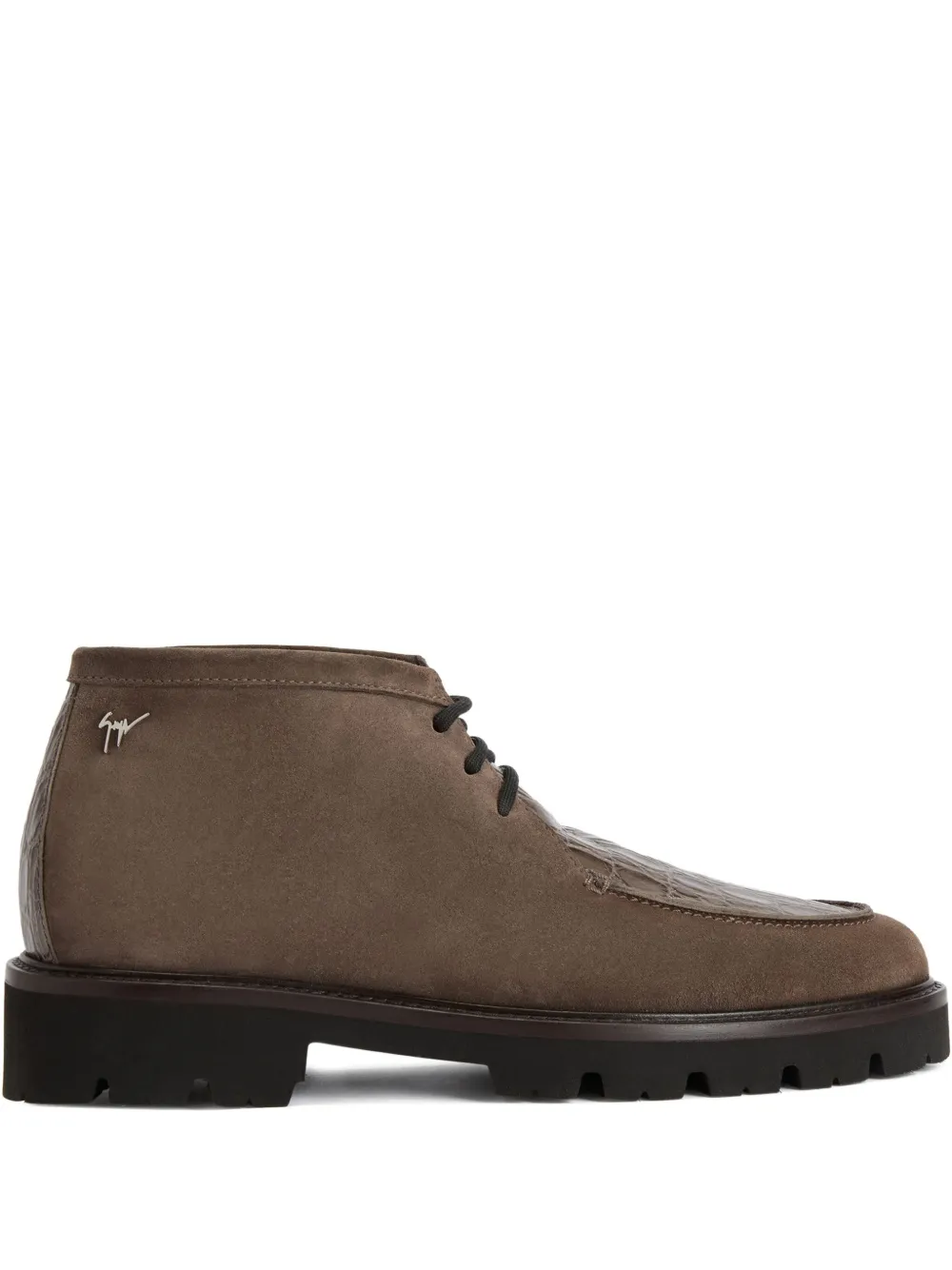 Giuseppe Zanotti RIVAUX HIGH crocodile-print lace-up boots | Brown | Image 1