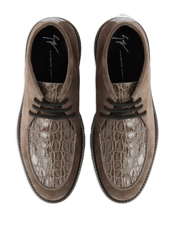 Giuseppe Zanotti RIVAUX HIGH crocodile-print lace-up Boots | Brown