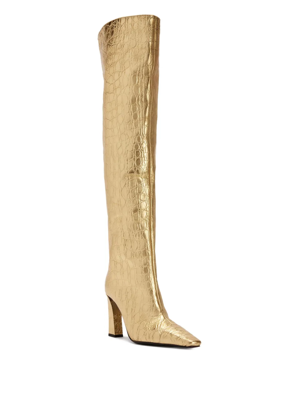 Giuseppe Zanotti 90mm Janiee Crocodile-print Boots In Gold