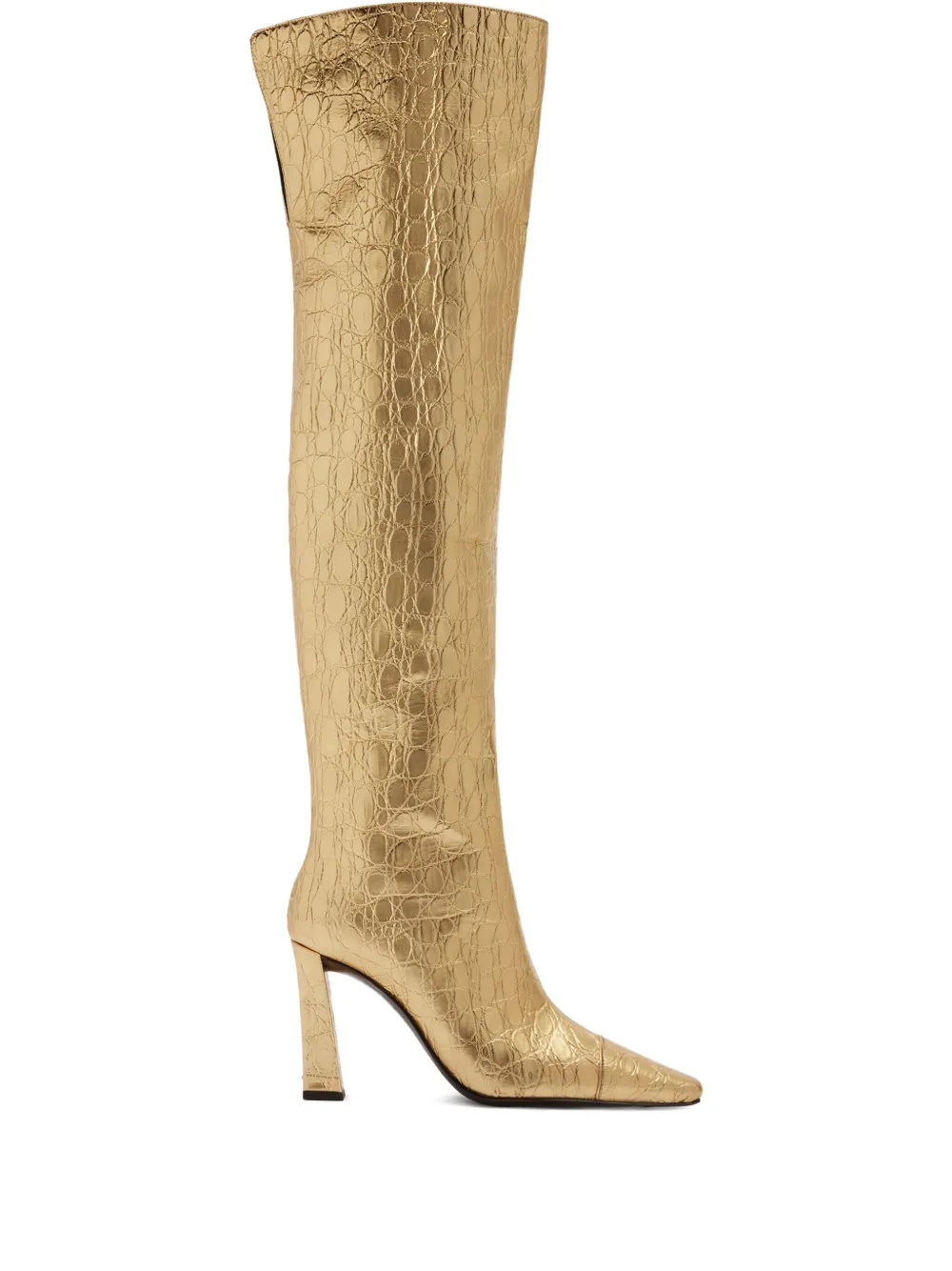 Giuseppe Zanotti 90mm Janiee Crocodile-print Boots In Gold