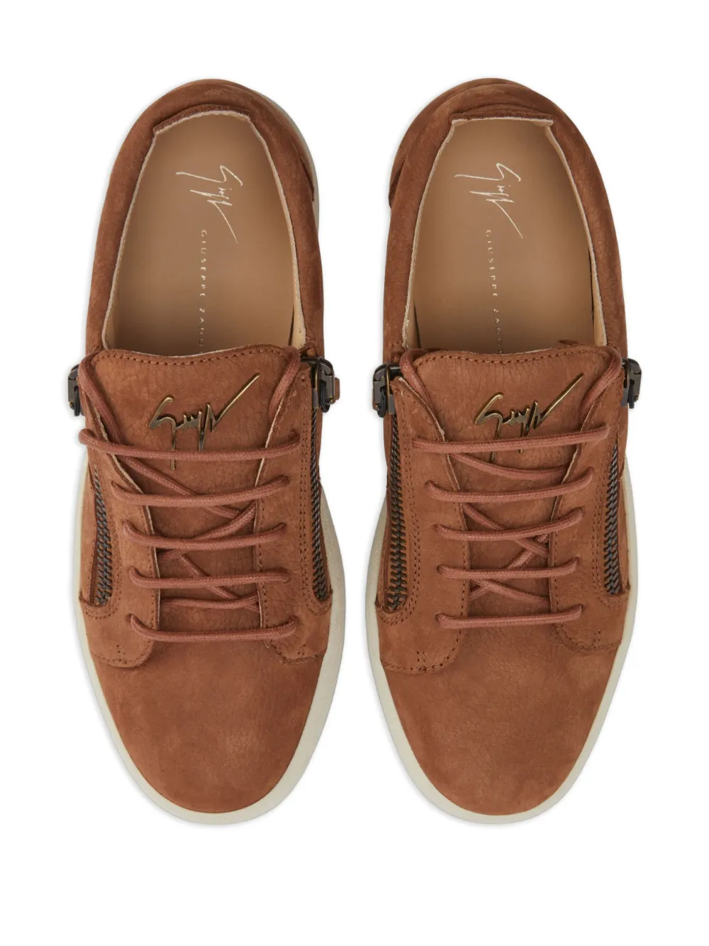Giuseppe Zanotti FRANKIE leren sneakers met kenmerkend detail Bruin
