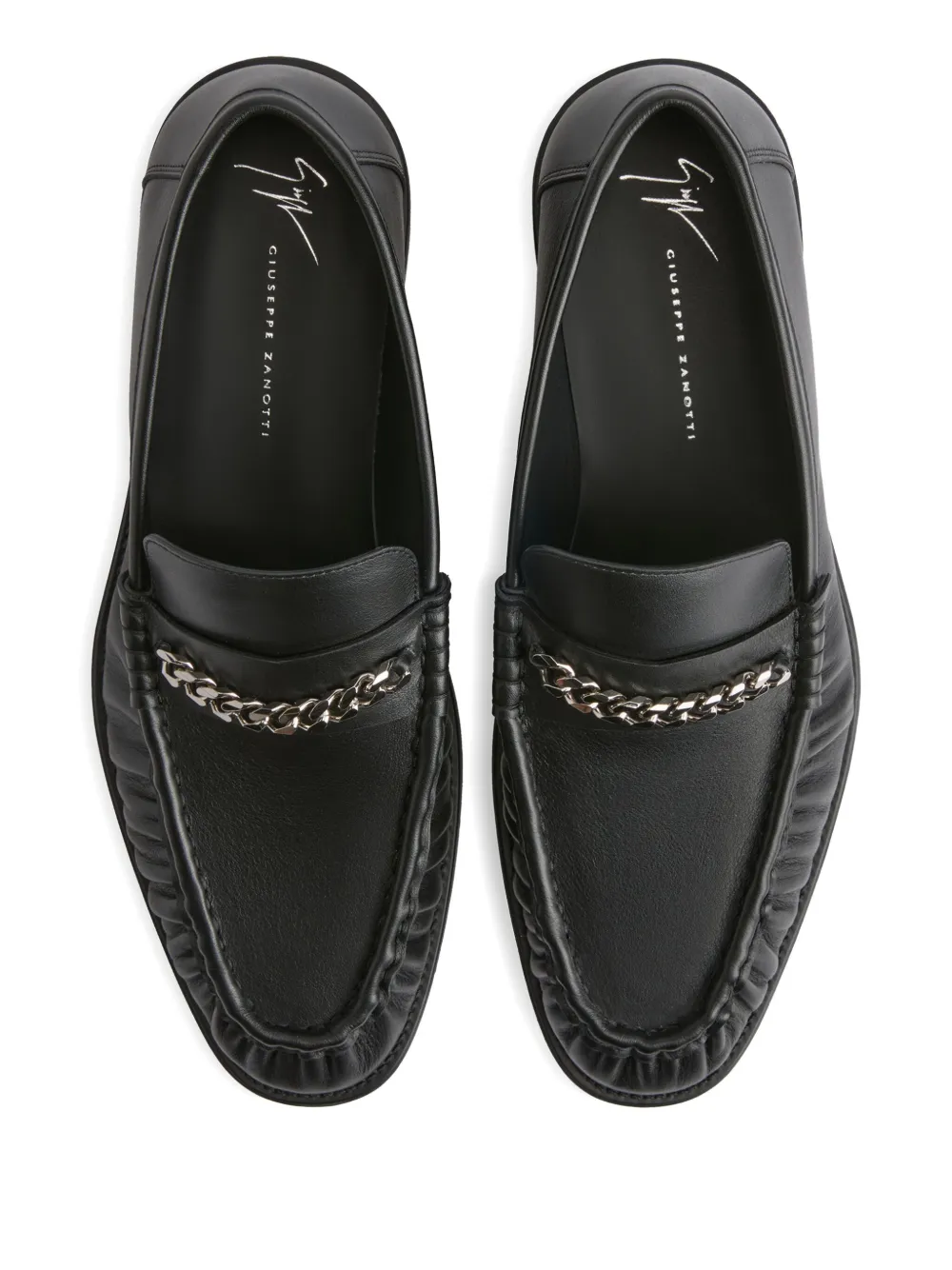 Giuseppe Zanotti Weeston leren loafers met ketting Zwart