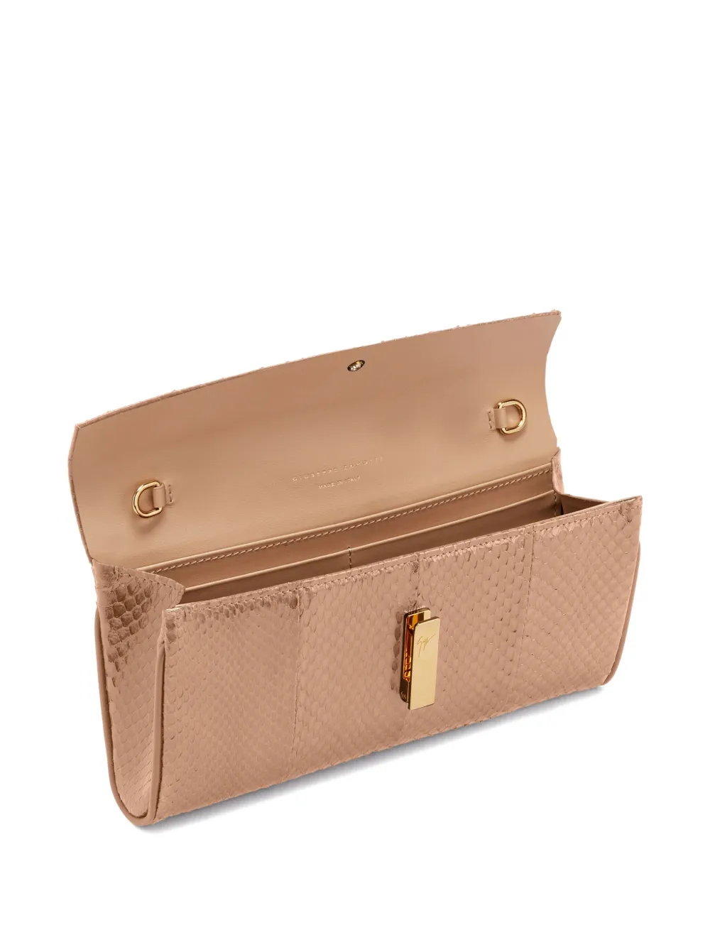 Giuseppe Zanotti FLUTIE clutch met slangen-effect Beige