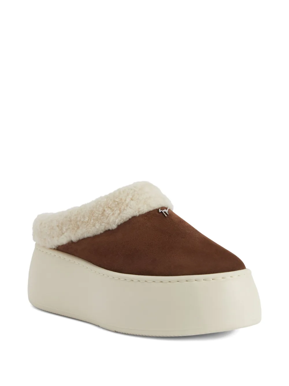 Giuseppe Zanotti Gz League lammy slippers met plateauzool - Bruin
