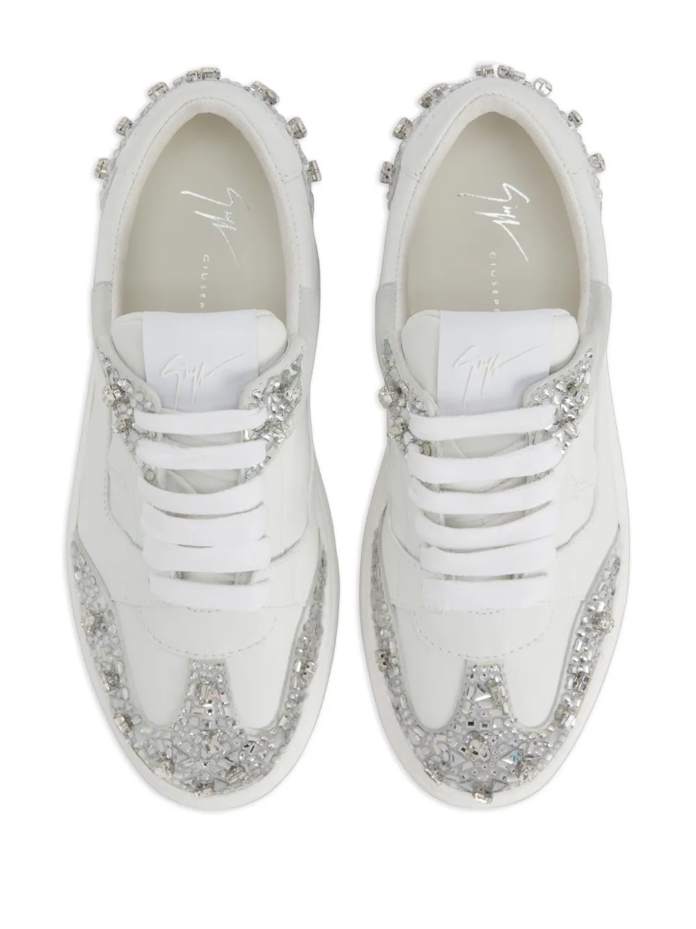 Giuseppe Zanotti GZ94 sneakers met stras en kralen Wit