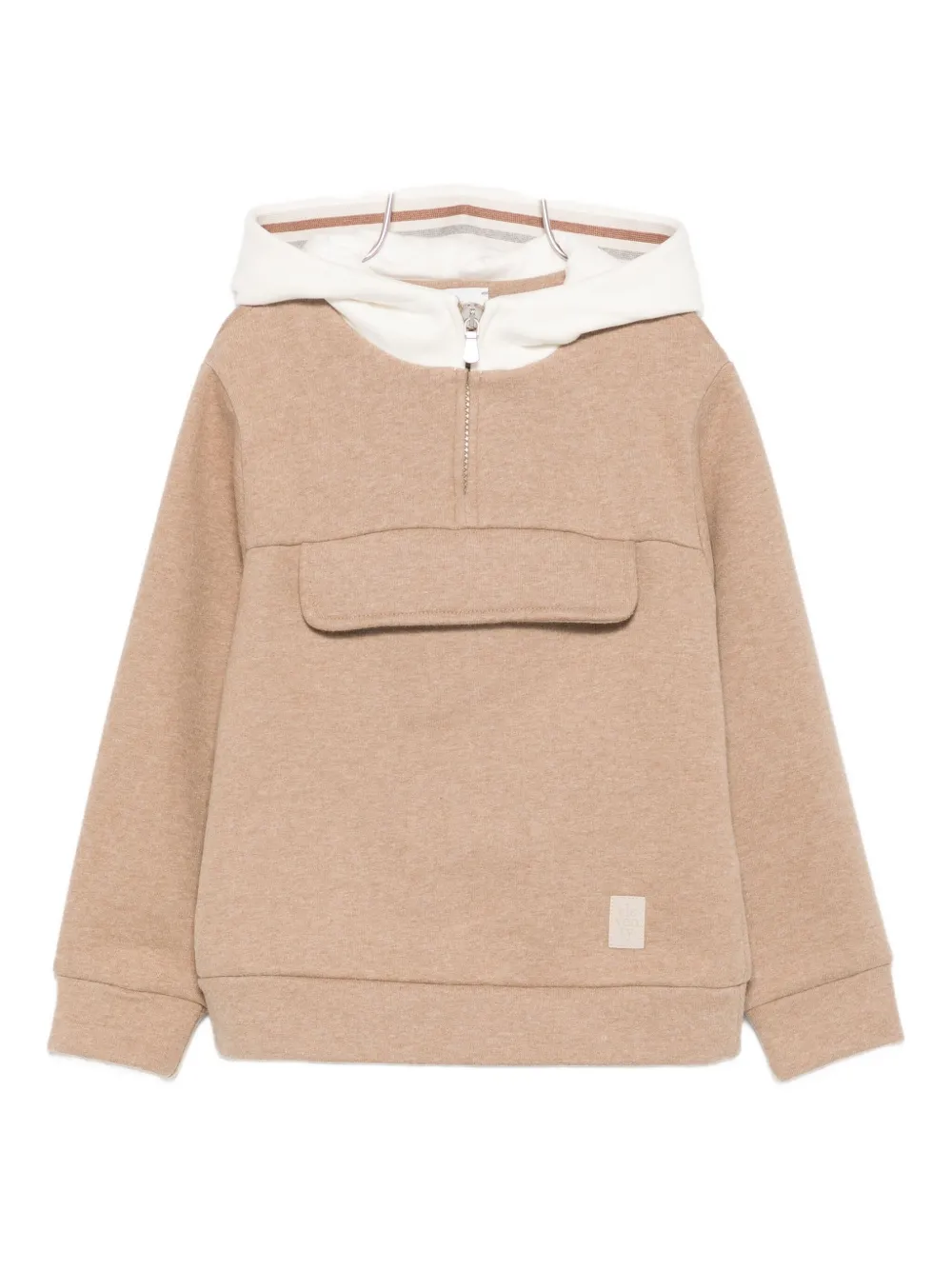 Eleventy Hooded Half-zip Sweatshirt In Brown