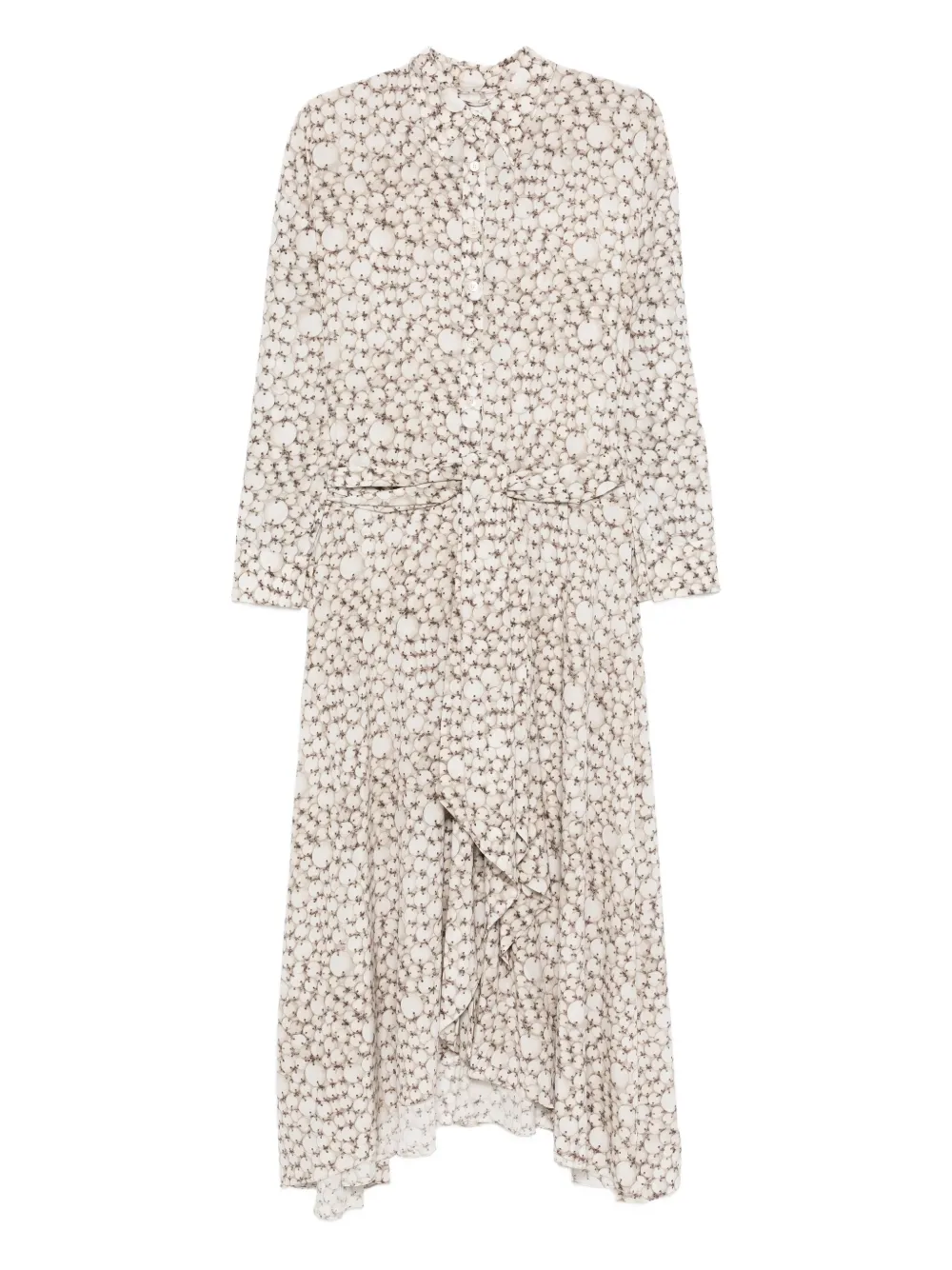 Isabel Marant Floral Long Sleeve Shirt Dress With Belt In Neutral