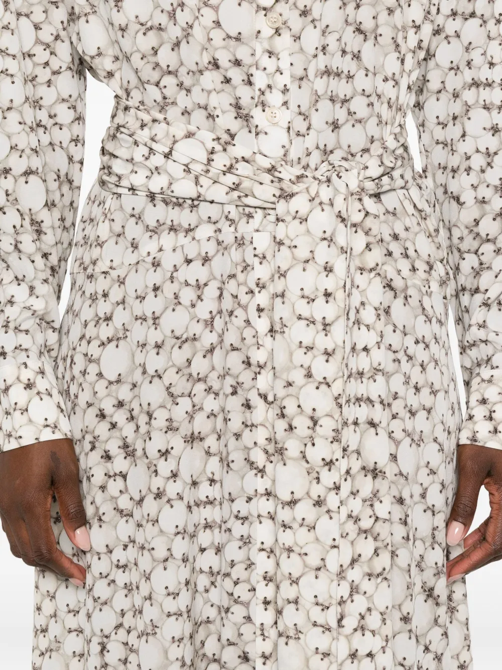 Isabel Marant Floral Long Sleeve Shirt Dress With Belt In Neutral