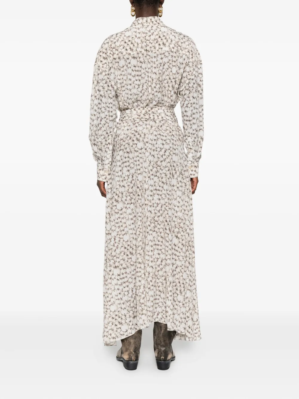 Isabel Marant Floral Long Sleeve Shirt Dress With Belt In Neutral