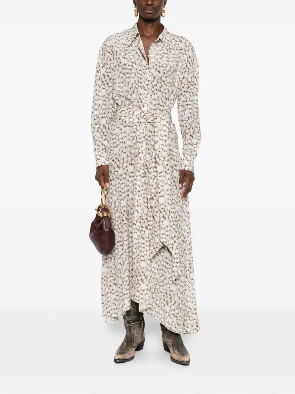ISABEL MARANT all-over printed silk dress - Beige
