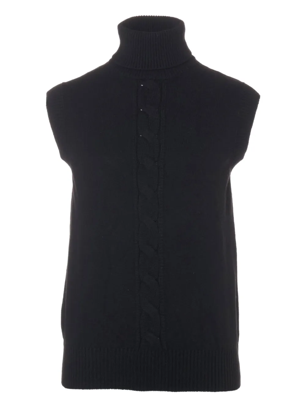 Pre-owned Celine 2000-2015 Cable-knit Turtleneck Vest In Black