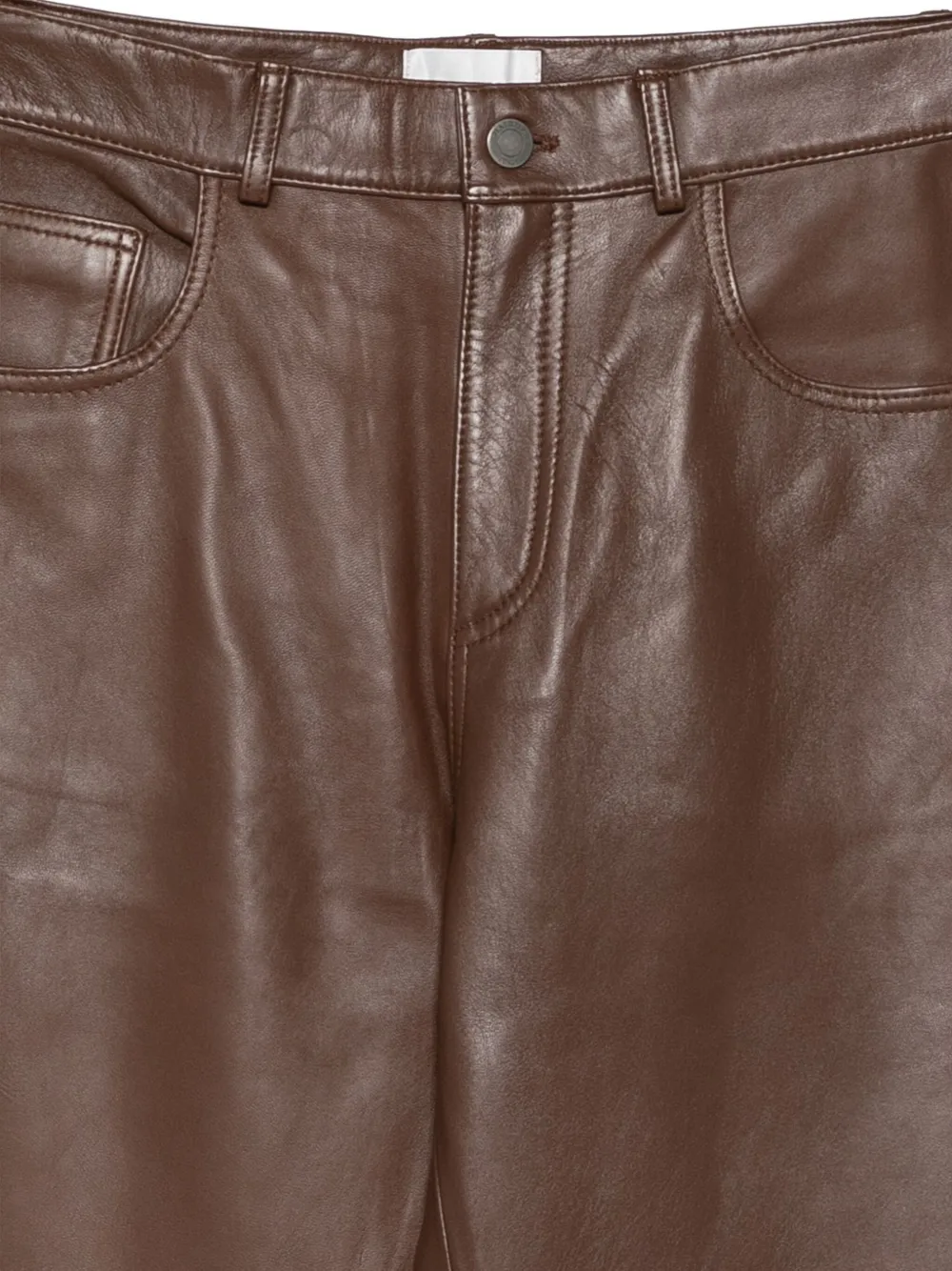 Haikure Wide Leg Leather Trousers Pockets In Brown