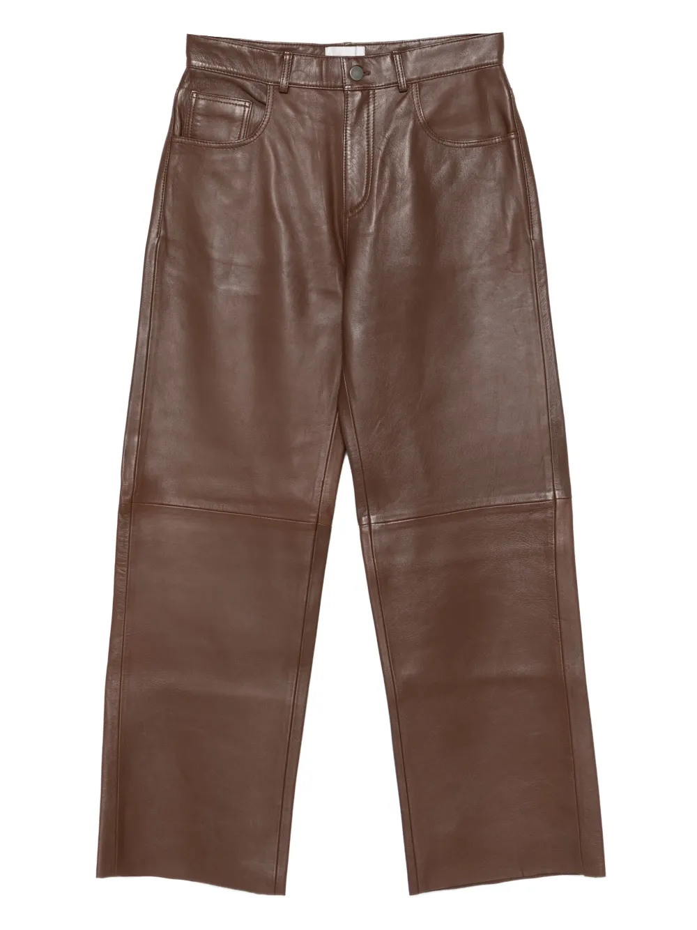 Haikure leather five-pocket trousers - Marrone