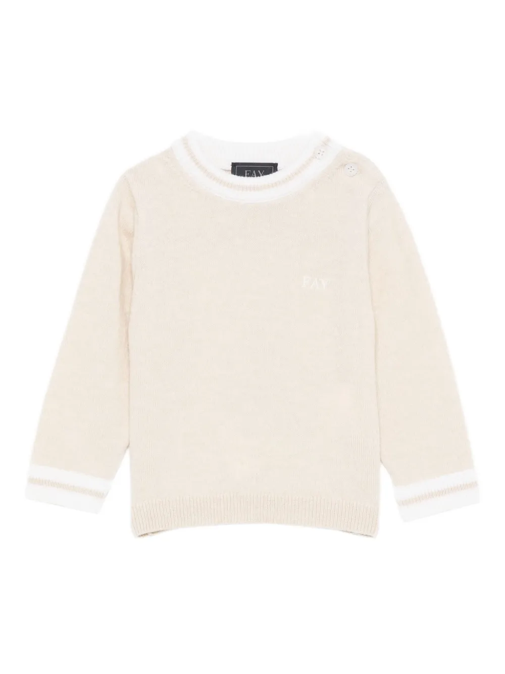 Fay Contrasting-trim Jumper In Neutral