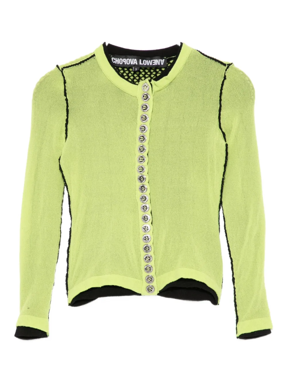 Chopova Lowena Fishnet-layer Cardigan In Yellow