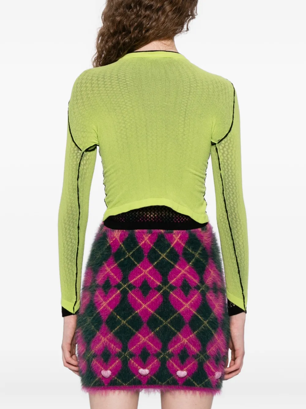 Chopova Lowena Fishnet-layer Cardigan In Yellow