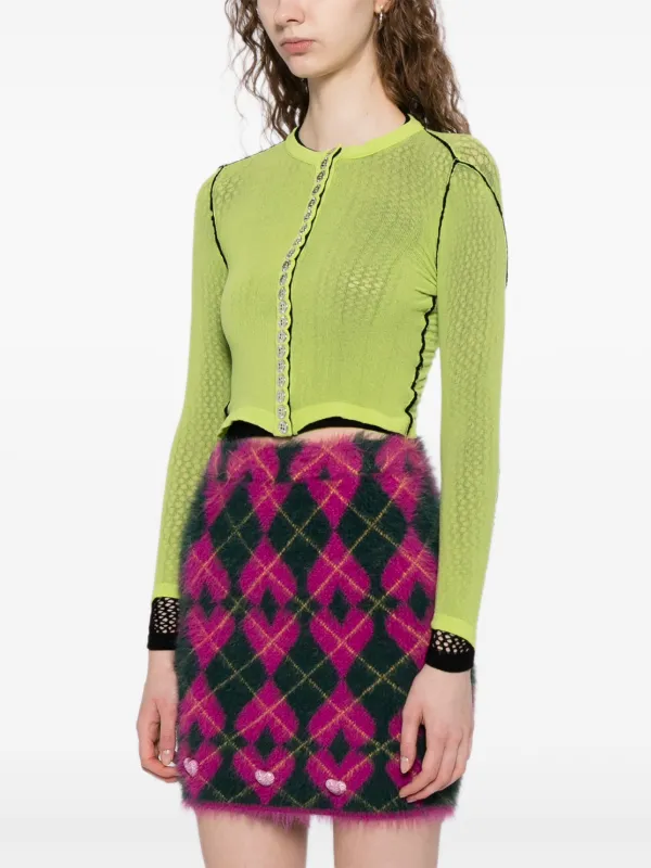 Chopova Lowena Fishnet-layer Women Cardigan - Yellow