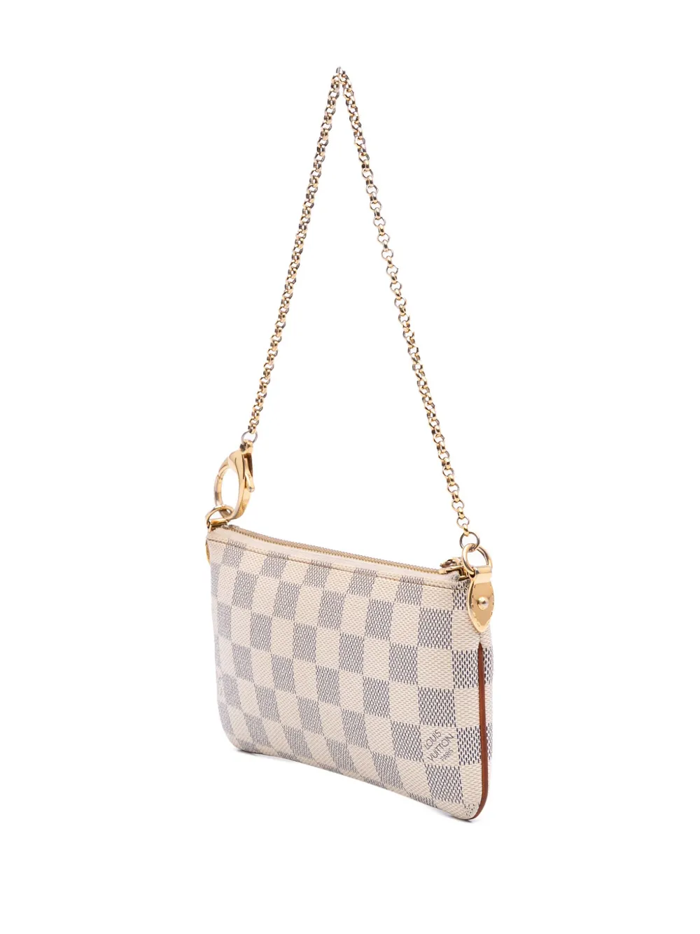 Pre-owned Louis Vuitton 2010 Damier Azur Pochette Milla Mm Handbag In White