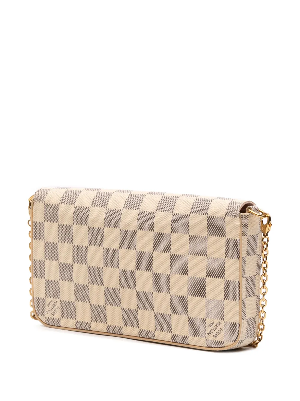 Pre-owned Louis Vuitton 2018 Damier Azur Pochette Felicie Crossbody Bag In White